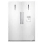 یخچال فریزر دوقلو 40 فوت سام مدل RR65-RZ65/W، دارای اخطار باز ماندن درب، با ارتفاع 180، پهنای 120 و عمق 68.4 سانتی‌متر، کیزان مصرف انرژی A، دارای 5 طبقه در یخچال و 5 کشو در فریزر، دارای سیستم نوفراست
